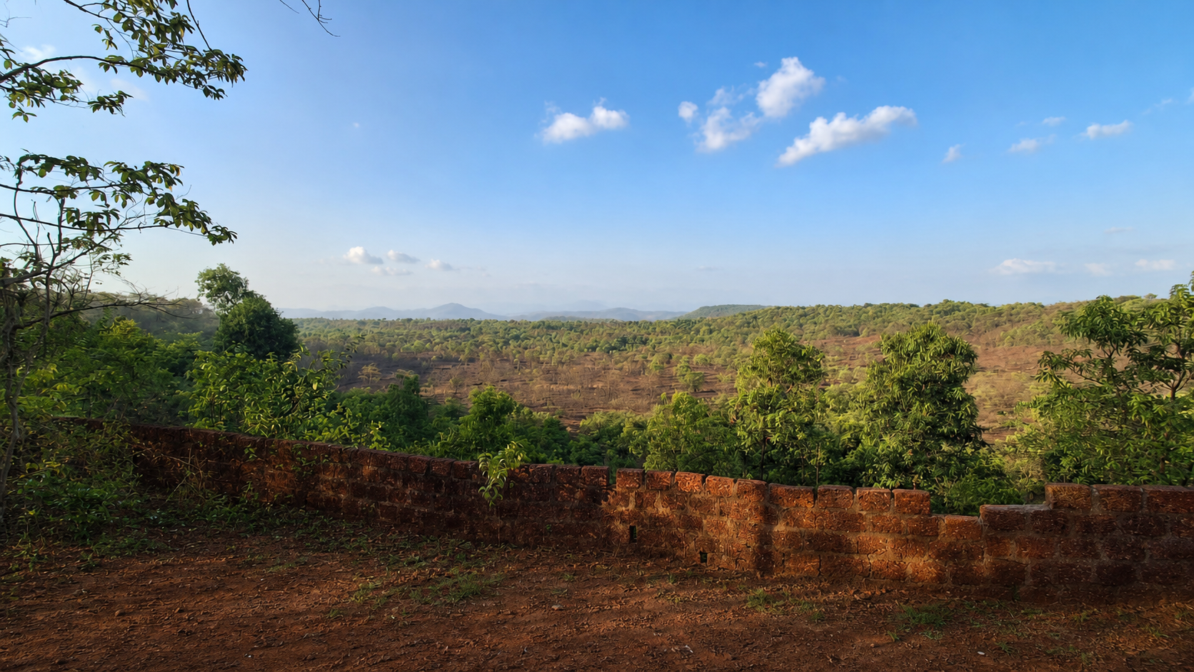 Wide mountain and orchard view from Mango Mount