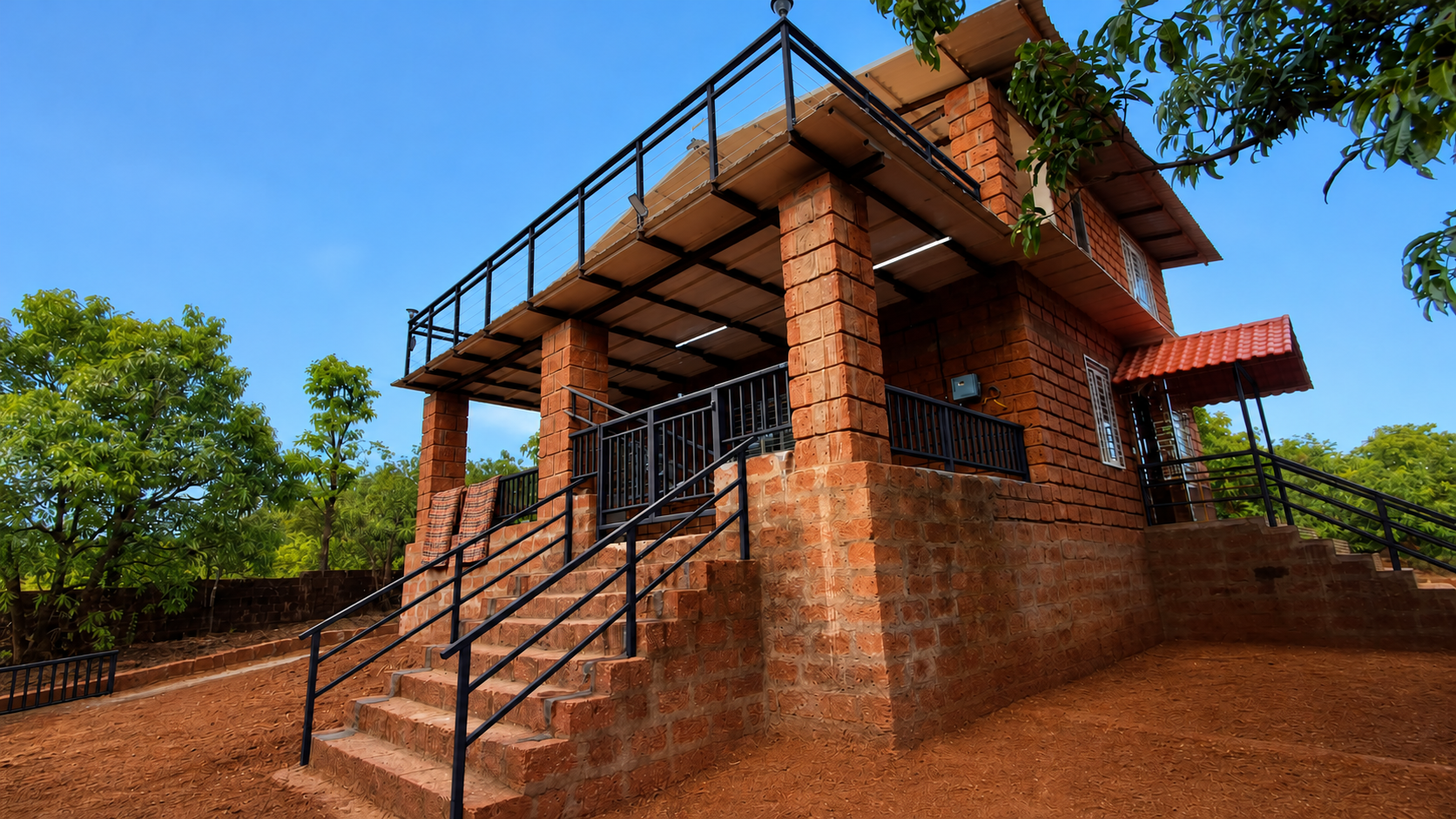Laterite farmhouse veranda and outdoor staircase
